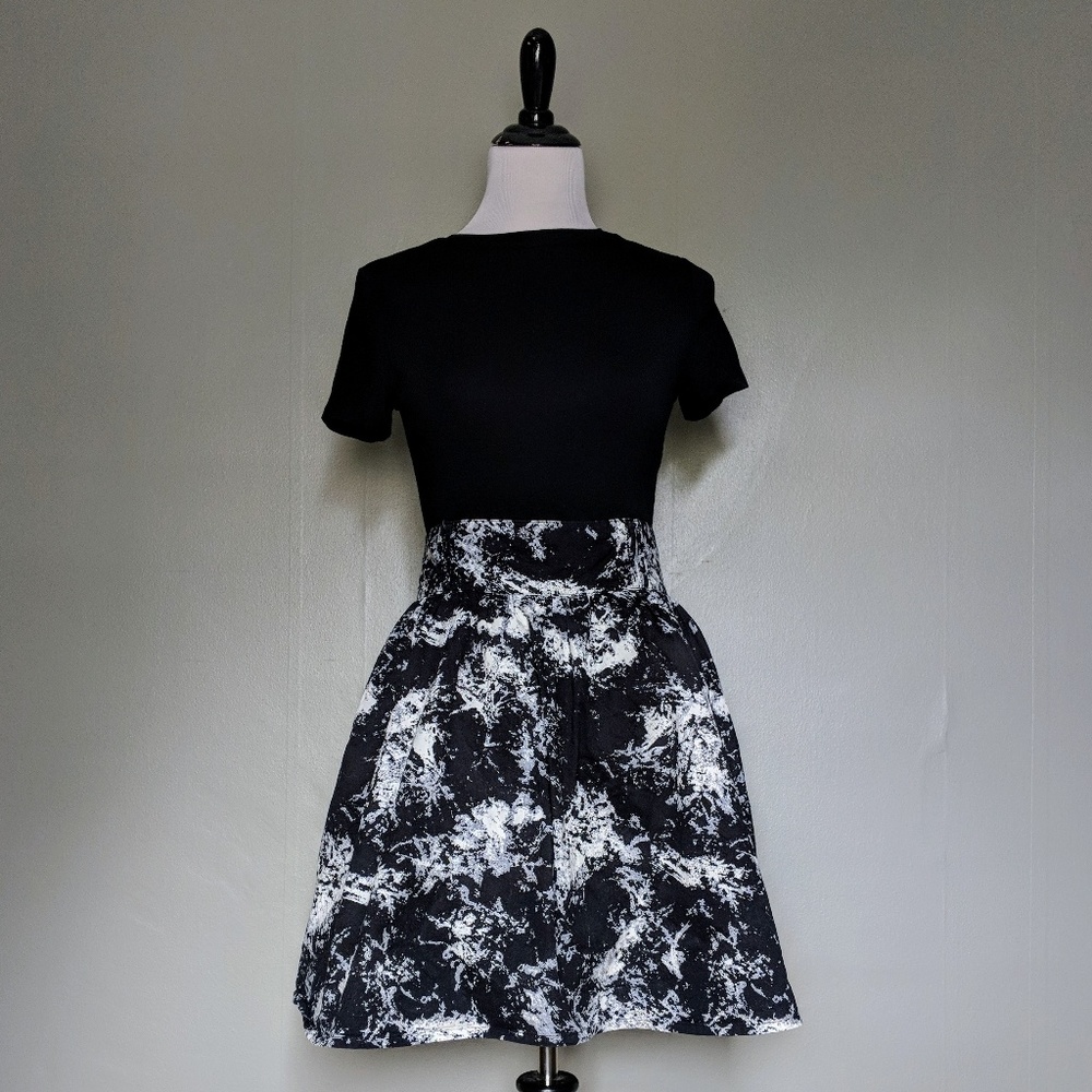 Divided Black Grunge Skater Skirt with Pockets